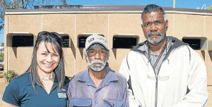 Pauline Barton, of Jobfind, with job seeker Donald Parson and Michael Neades, of Job Futures.
