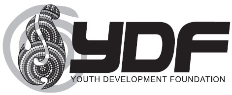 Youth Development Foundation logo- image of black and white elements reading YDF Youth Development Foundation